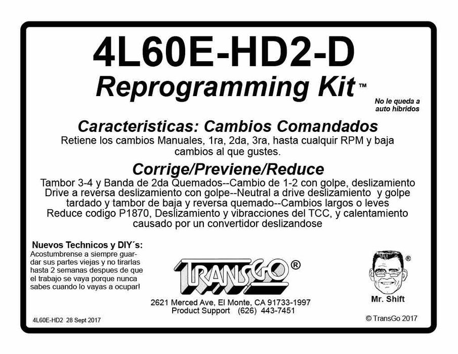 Shift Kit Transgo Reprogramacion Alto Rendimiento 1993/15 4L60E 4L65E 4L70E