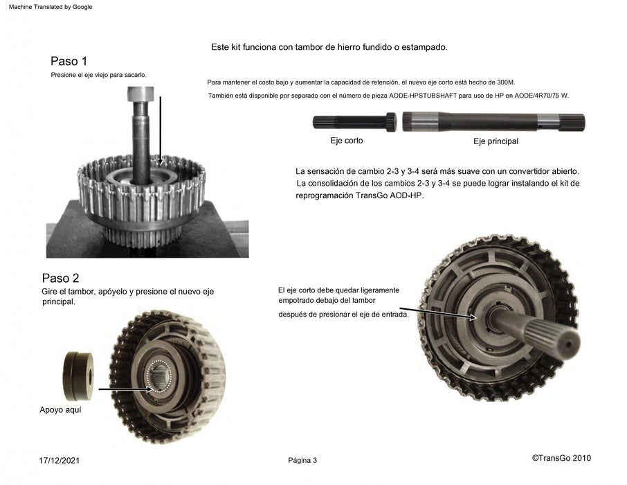 Transgo Flecha Adaptar Turbina C6 en Cajas AOD