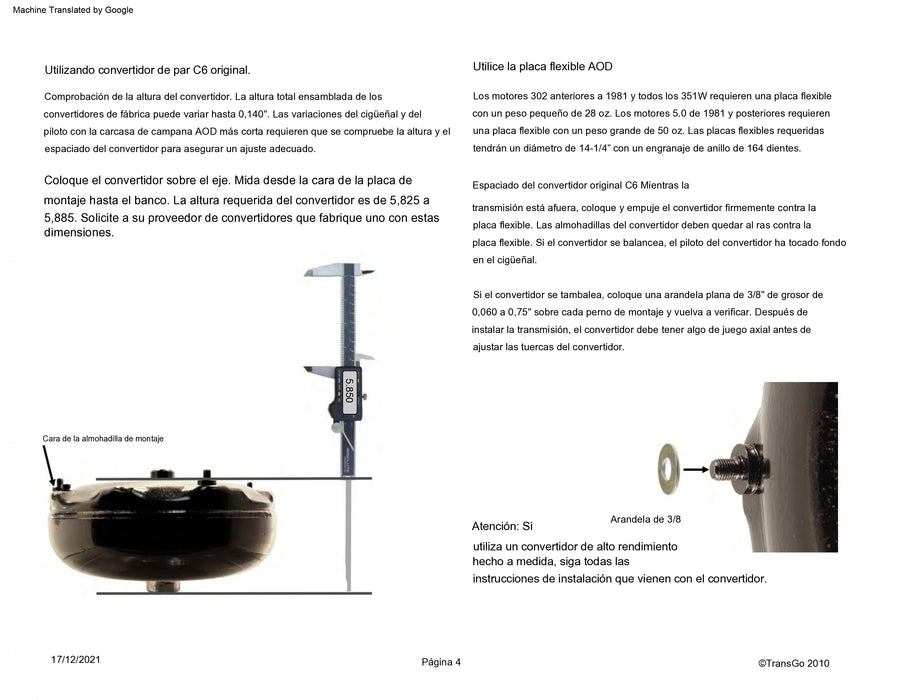 Transgo Flecha Adaptar Turbina C6 en Cajas AOD